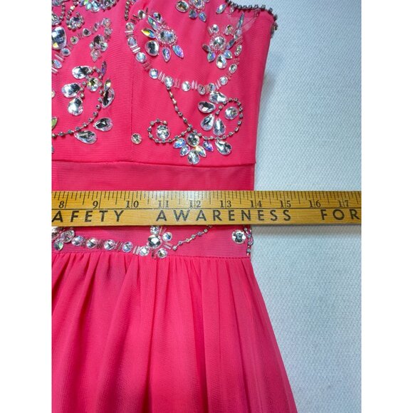 Crystal Sky Youth Embellished Evening Gown Dress Size 5 Pink Full-Length Formal - Picture 10 of 16